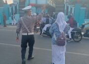Personel Satlantas Polres Bima Kota Laksanakan Kegiatan Rawan Pagi/Strong Point, Wujudkan Kamseltibcarlantas yang Kondusif