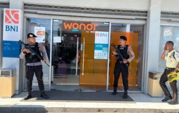 SAT SAMAPTA POLRES LOMBOK UTARA LAKSANAKAN PENGAMANAN OBJEK VITAL DI BNI UNIT TANJUNG
